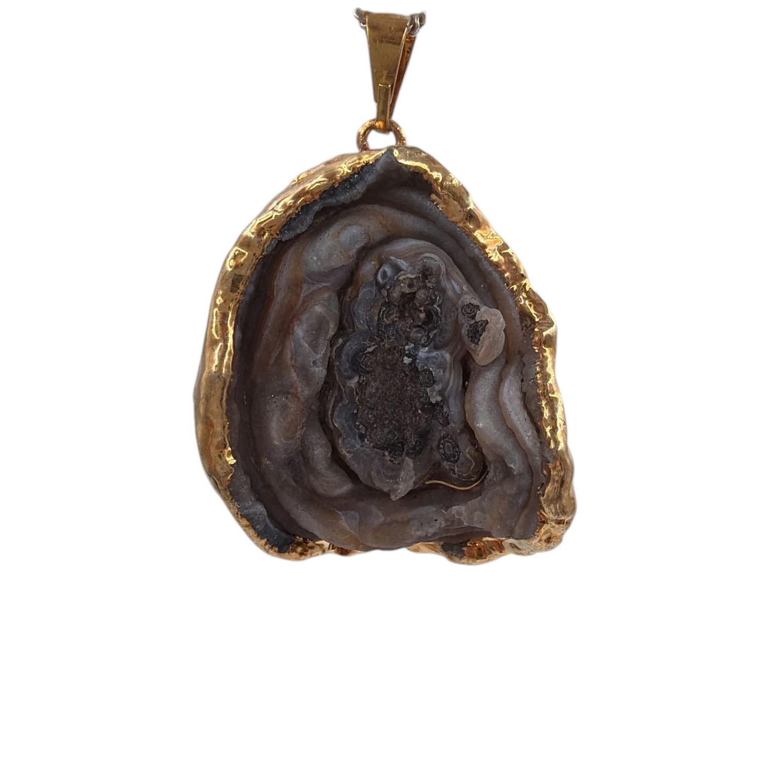 Hanger chalcedoon roos met vergulde rand - 10.93  gram