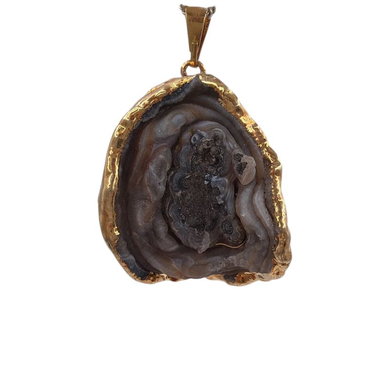 Hanger chalcedoon roos met vergulde rand - 10.93  gram