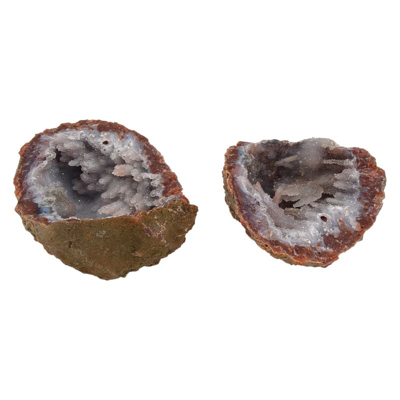 Roze/rode chalcedoon geode paar  - 212 gram