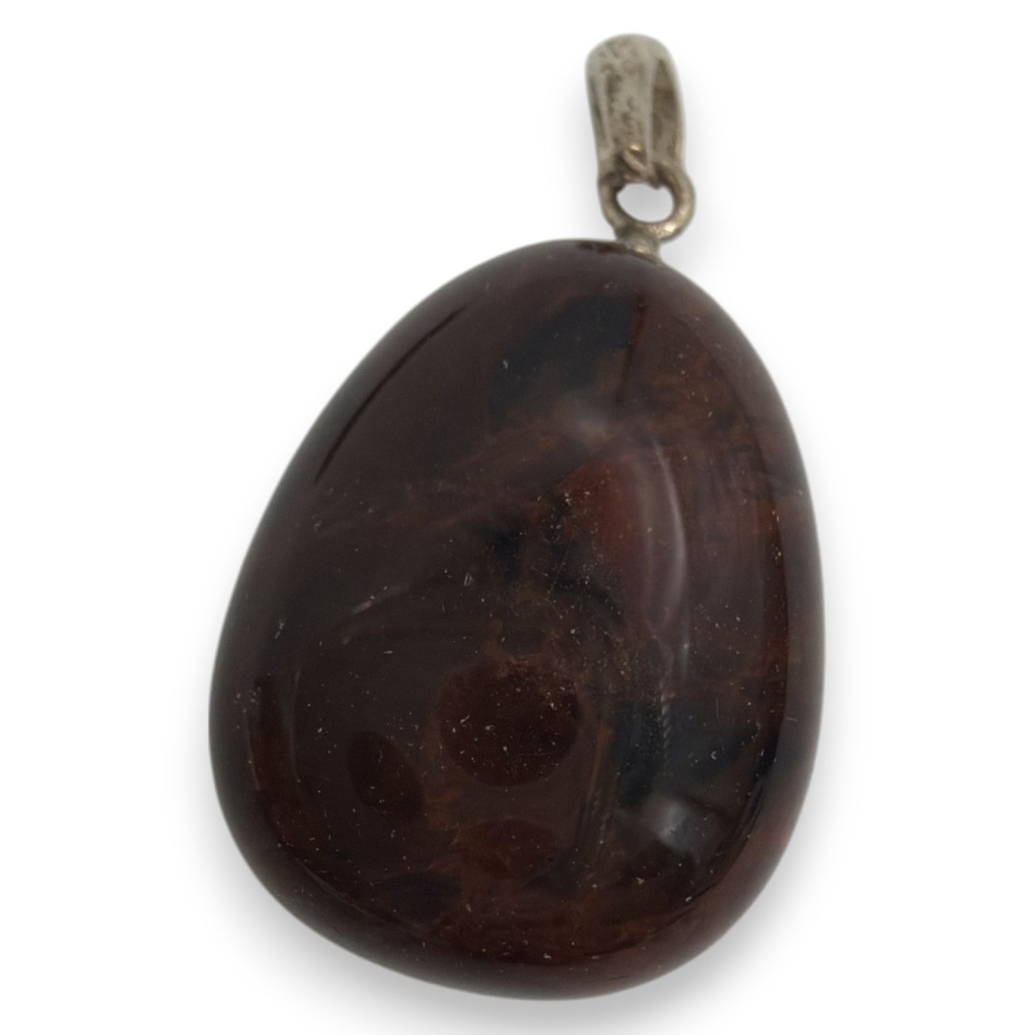 Mahonie obsidiaan hanger zilver
