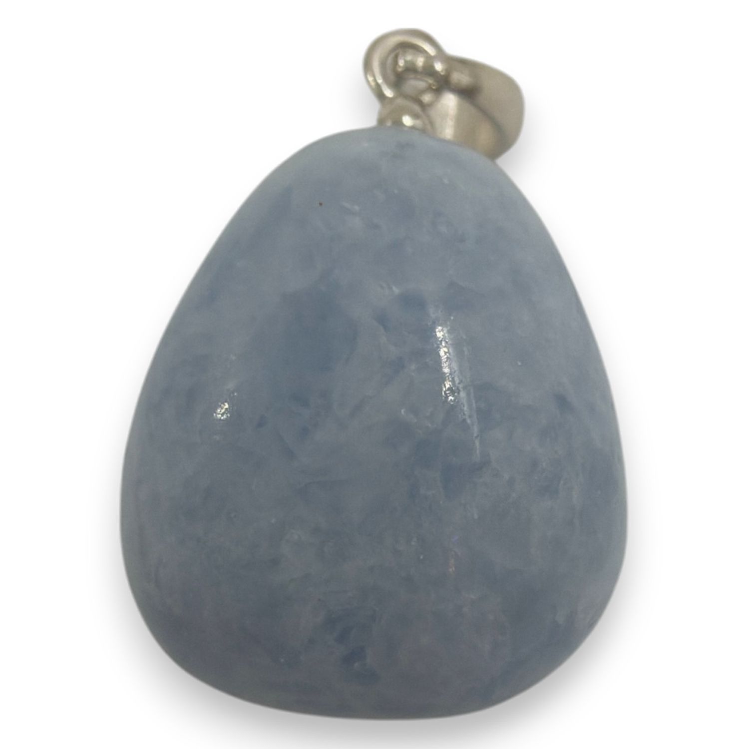 Blauwe calciet hanger zilver