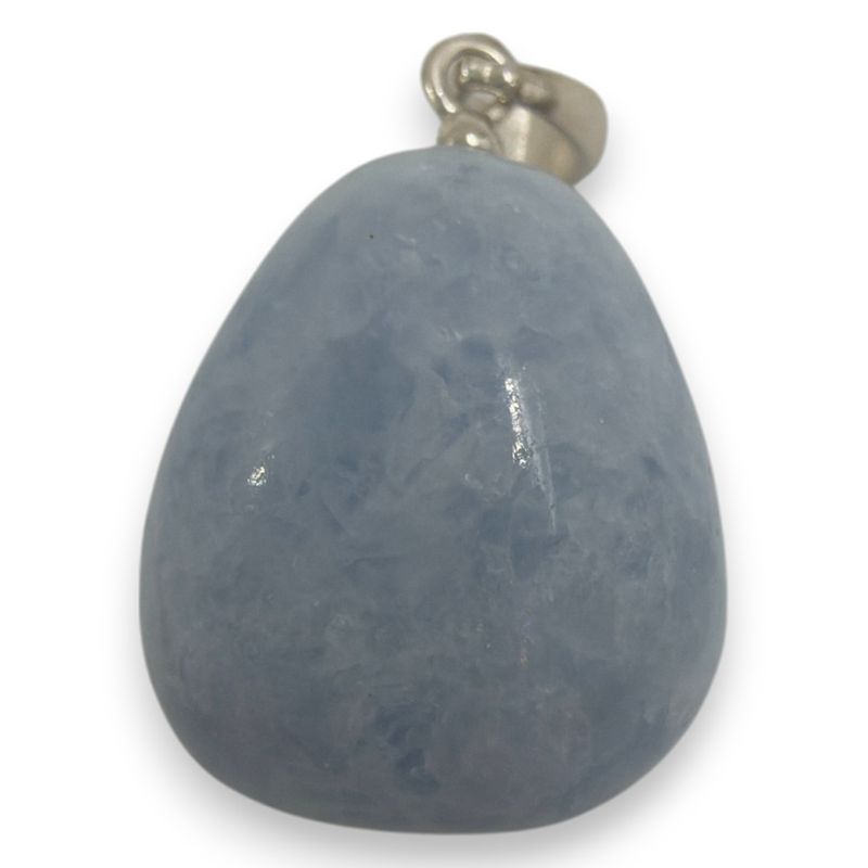 Blauwe calciet hanger zilver