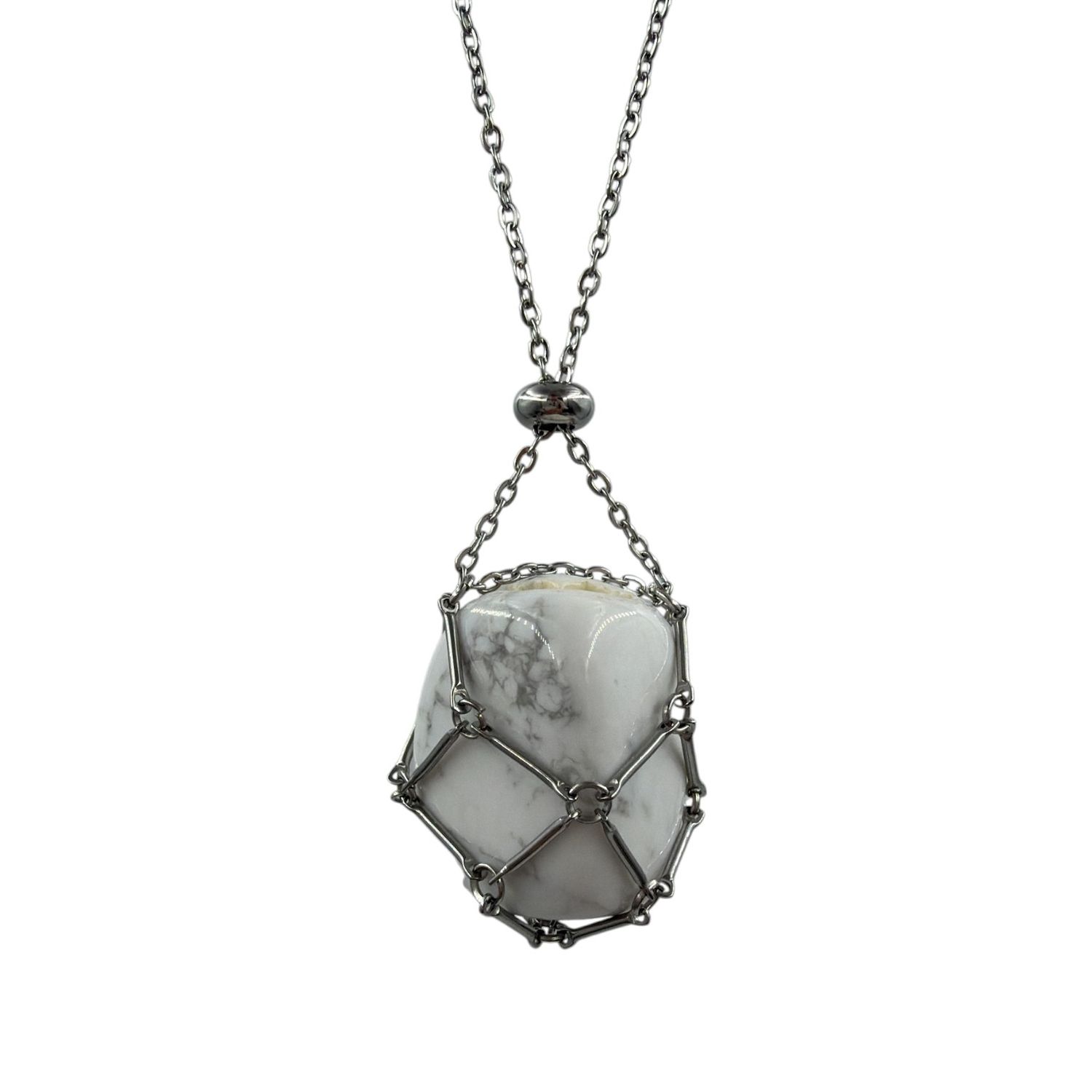 Stainless steel ketting met kooihanger 60+5cm lang