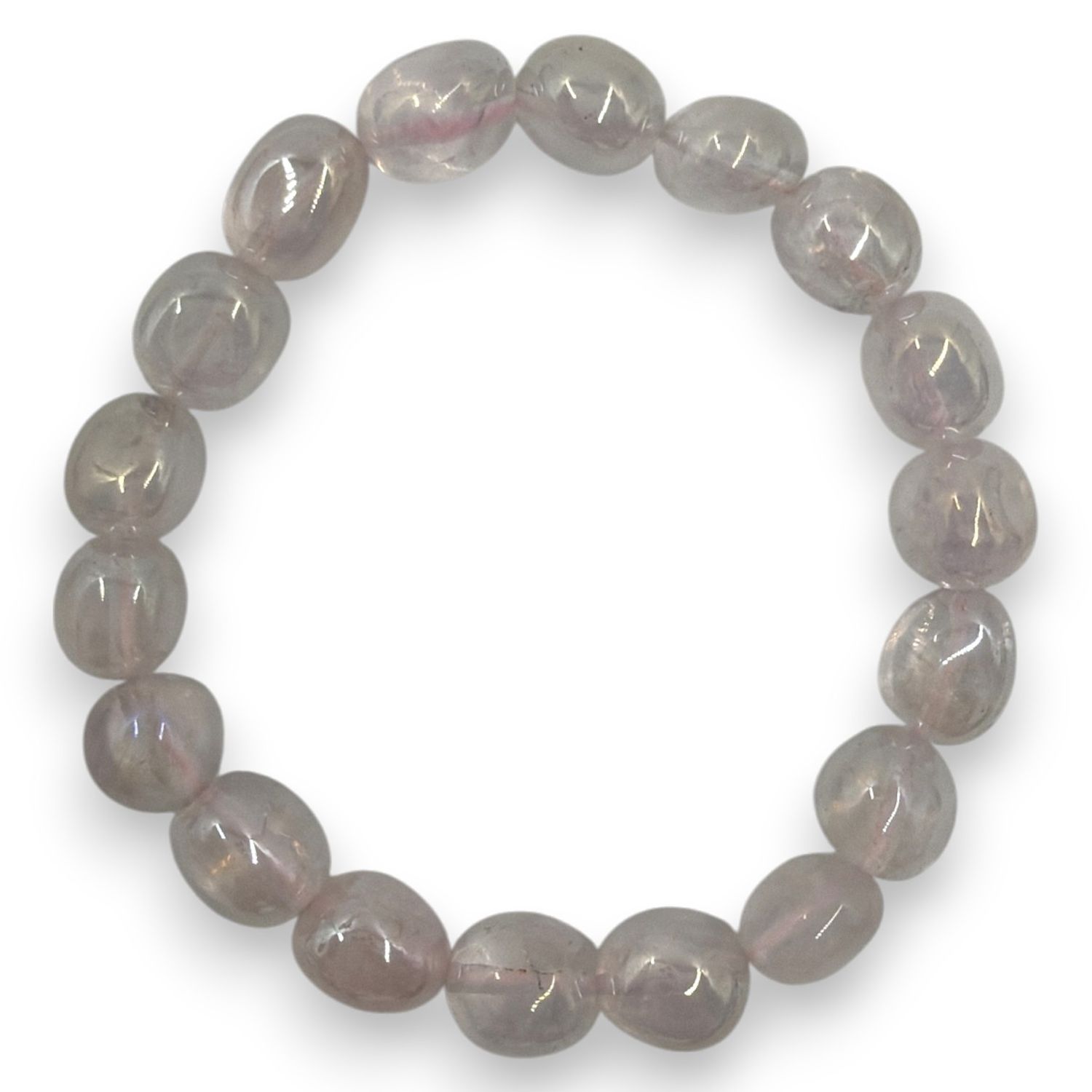 Rozenkwarts armband met regenboog glans 8/12mm