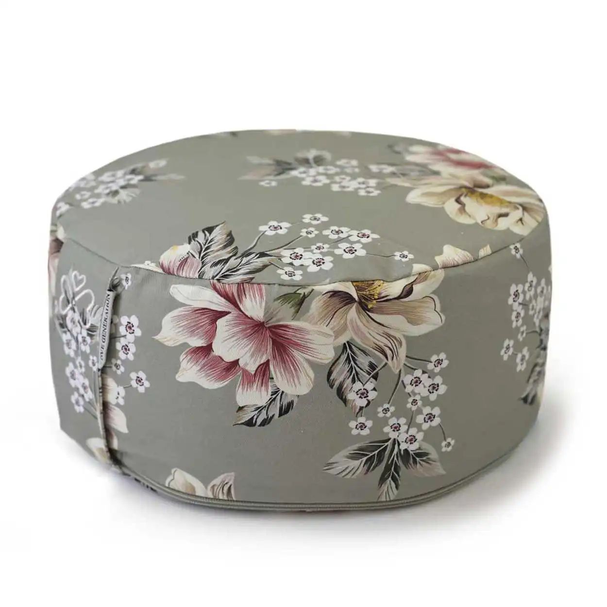 Meditatiekussen Rond – Katoen &amp; Boekweitvulling – Vintage Flowers
