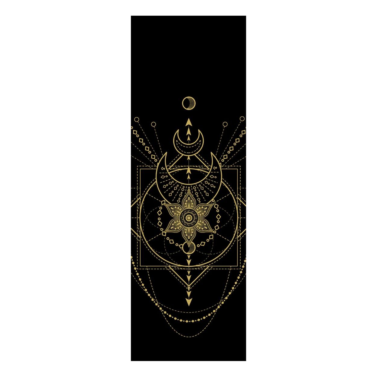 Sacred Yogamat Extra Dik – Zwart met Gouden Print