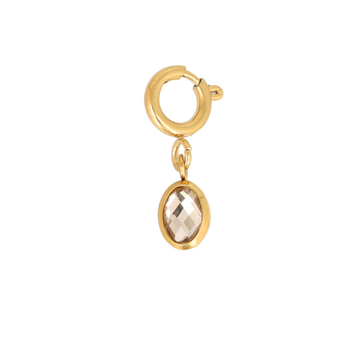 Bedeltje met Glassteen - 7 mm - Champagne