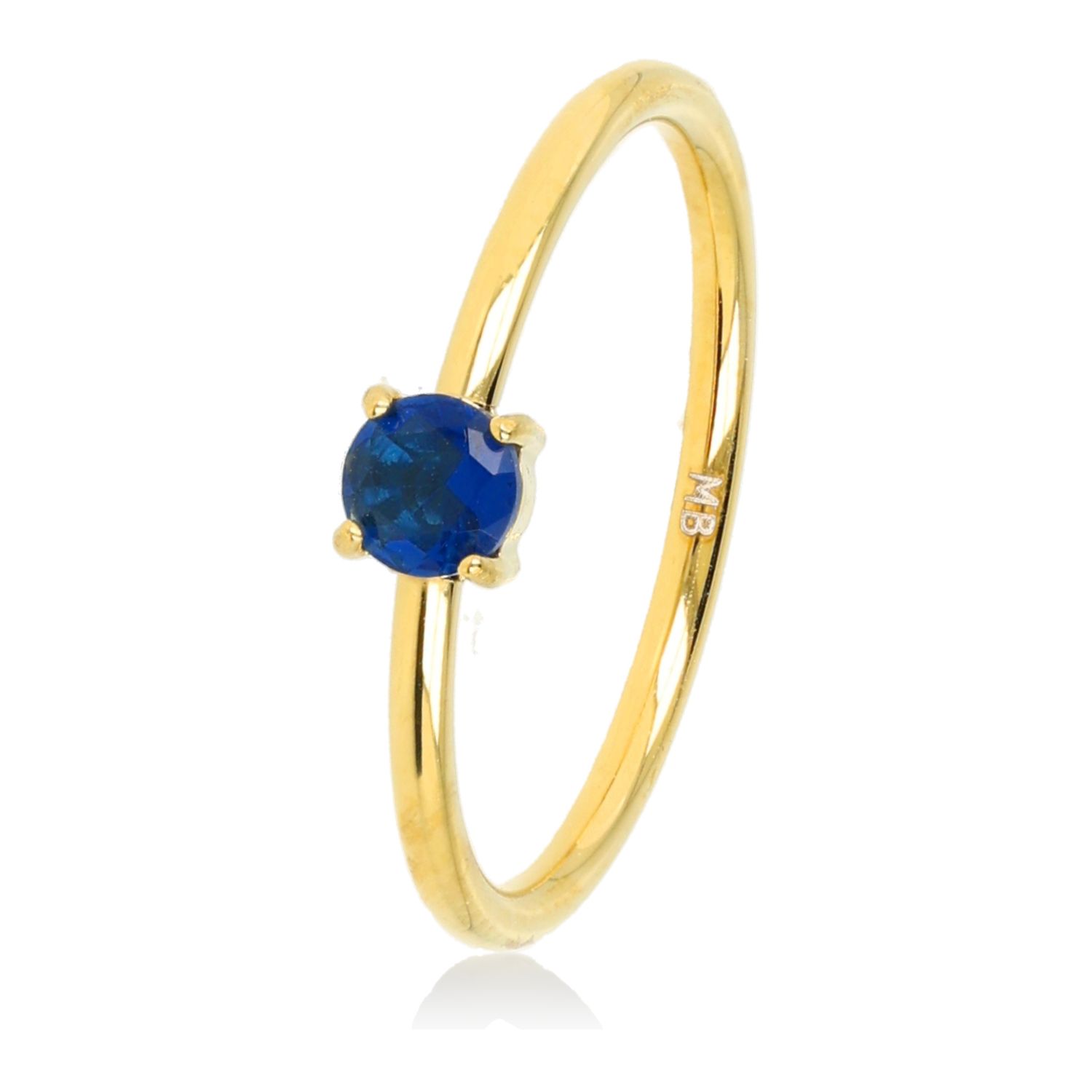 Fijne Ring met Kleine Glassteen - Kobalt Blauw, Maat: Maat 16