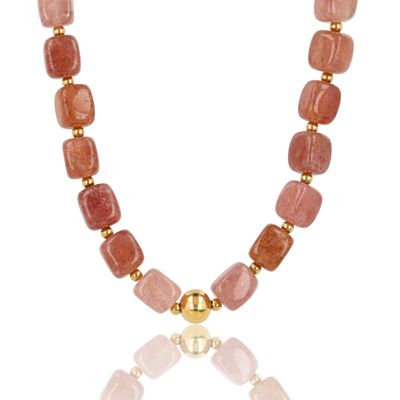 Bold Ketting met Edelstenen - Aardbeienkwarts