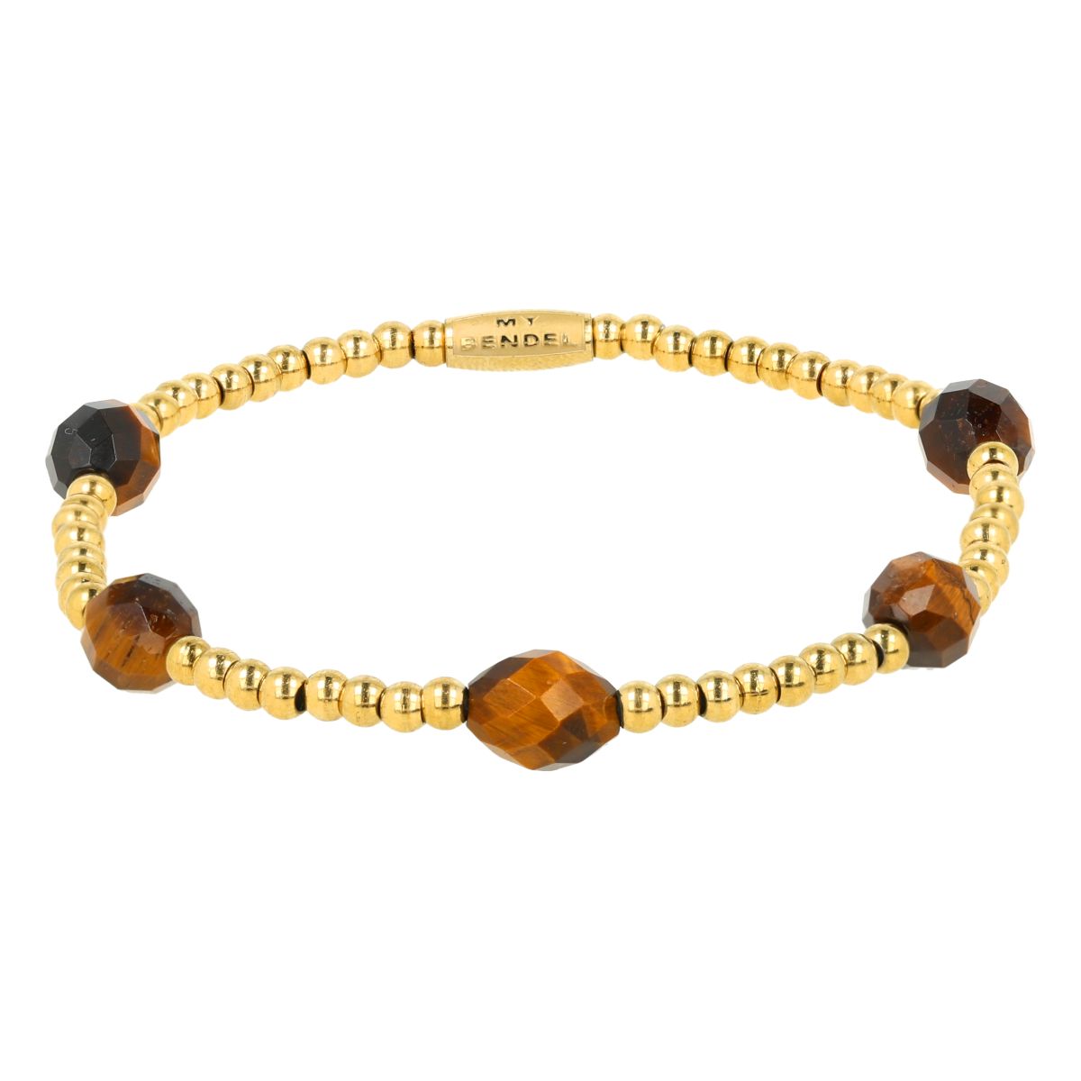 Edelstenen Armband met Facetgeslepen Ovale Kralen - Tijgeroog