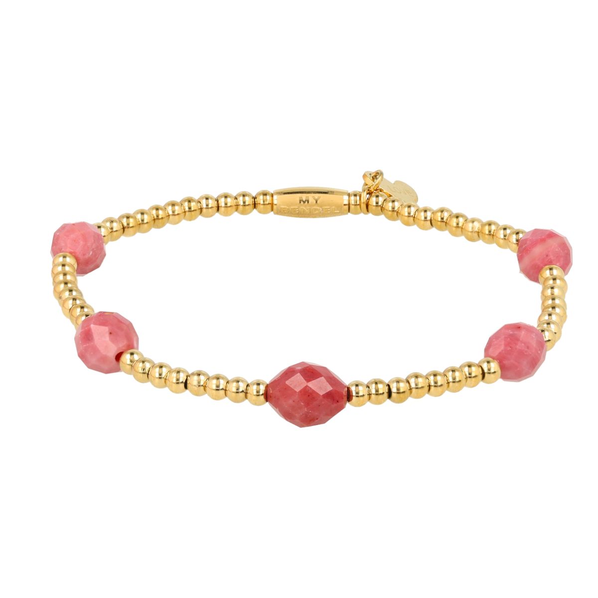Edelstenen Armband met Facetgeslepen Ovale Kralen - Rhodoniet