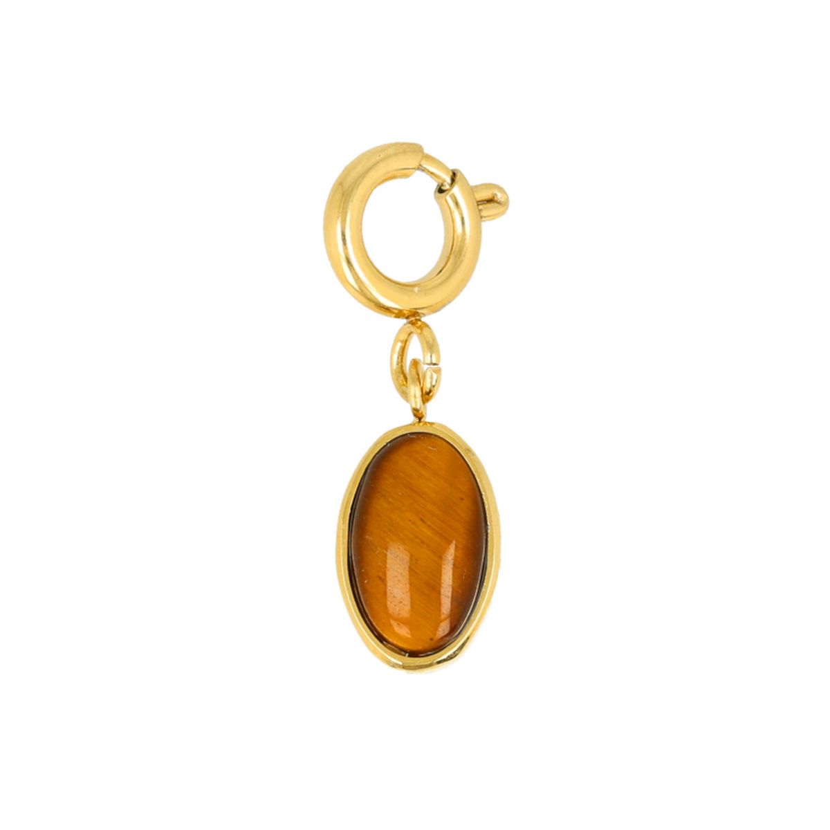 Ovale Bedel met Edelsteen - 15 mm - Tijgeroog