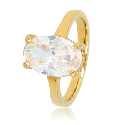 Ring met Ovale Zirkonia - Crystal