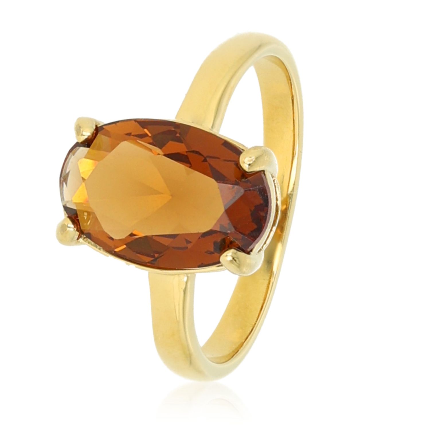 Ring met Ovale Zirkonia - Bruin, Maat: Maat 16