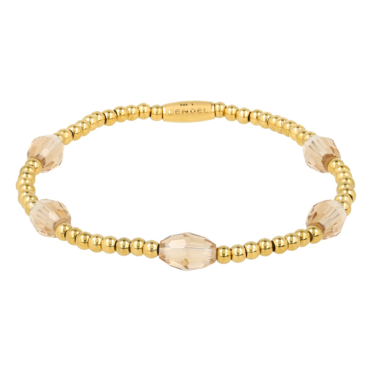 Armband met Facetgeslepen Ovale Kralen - Champagne