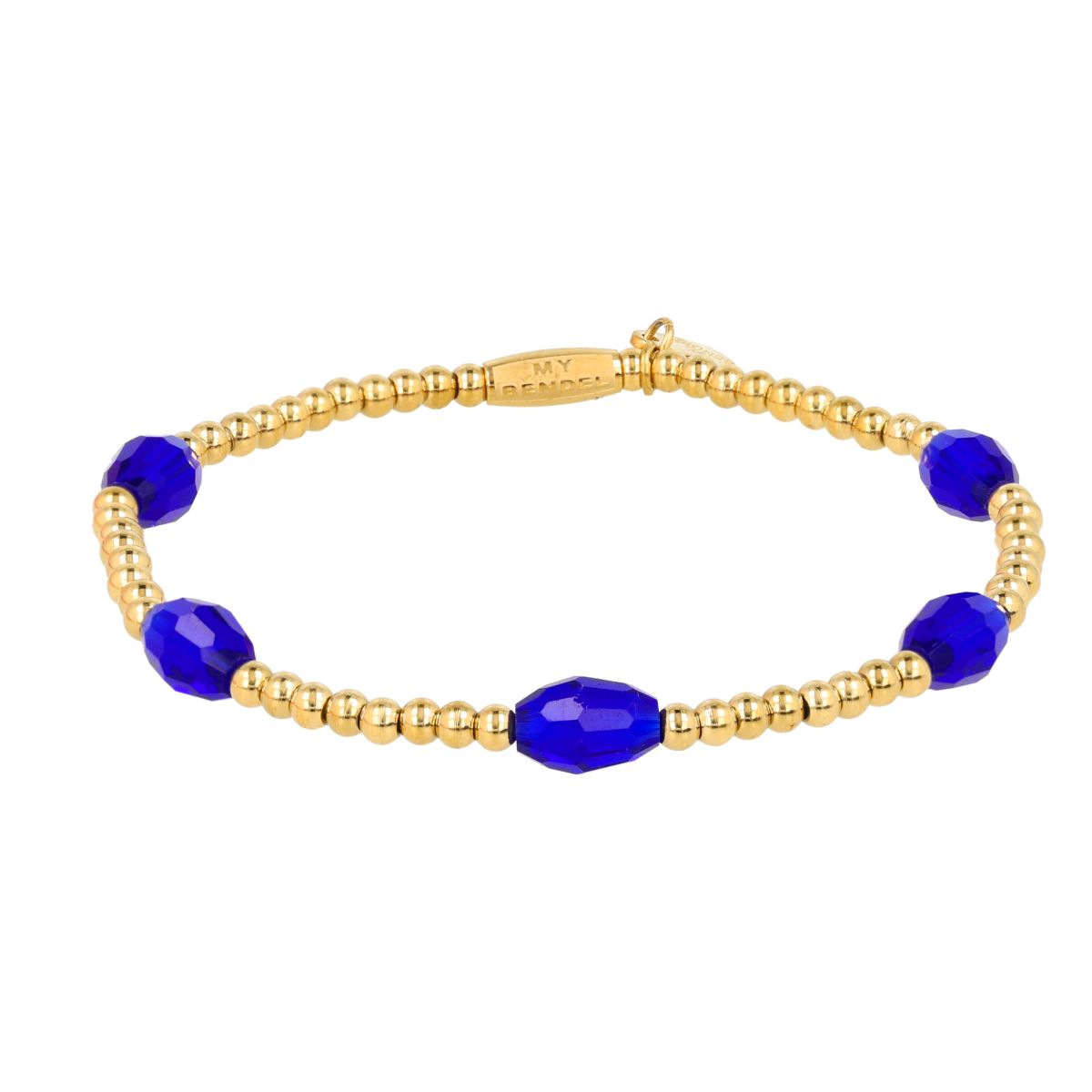 Armband met Facetgeslepen Ovale Kralen - Kobalt Blauw