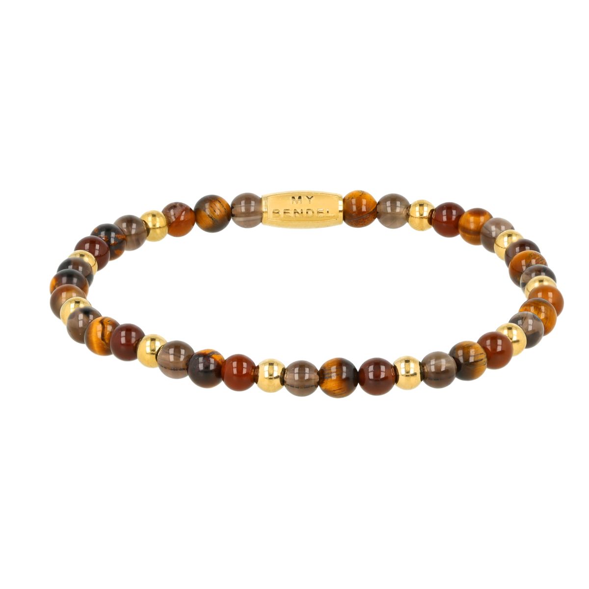 Edelstenen Kralenarmband - Tijgeroog, Bruine kwarts &amp; Agaat