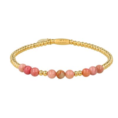 Armband met Facetgeslepen Edelstenen Kralen - Rhodoniet