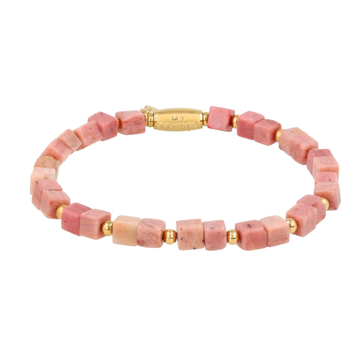 Armband met Vierkante Edelstenen Kralen - Rhodoniet