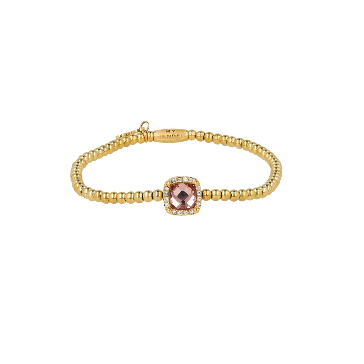 Armband met Vierkante Glassteen &amp; Zirkonia - Ruby Wine