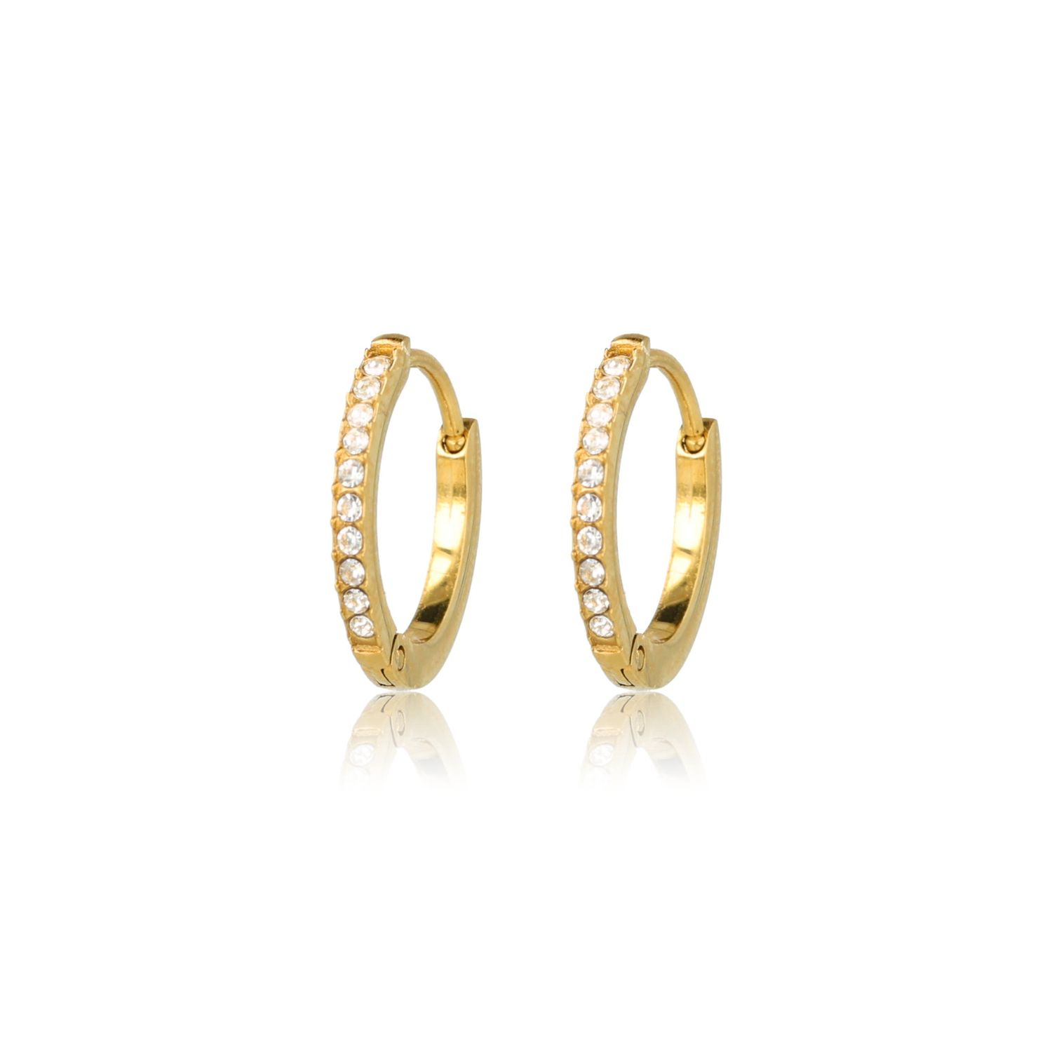 Oorringen met Zirkonia Steentjes - 18 mm - Goud