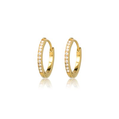 Oorringen met Zirkonia Steentjes - 18 mm - Goud