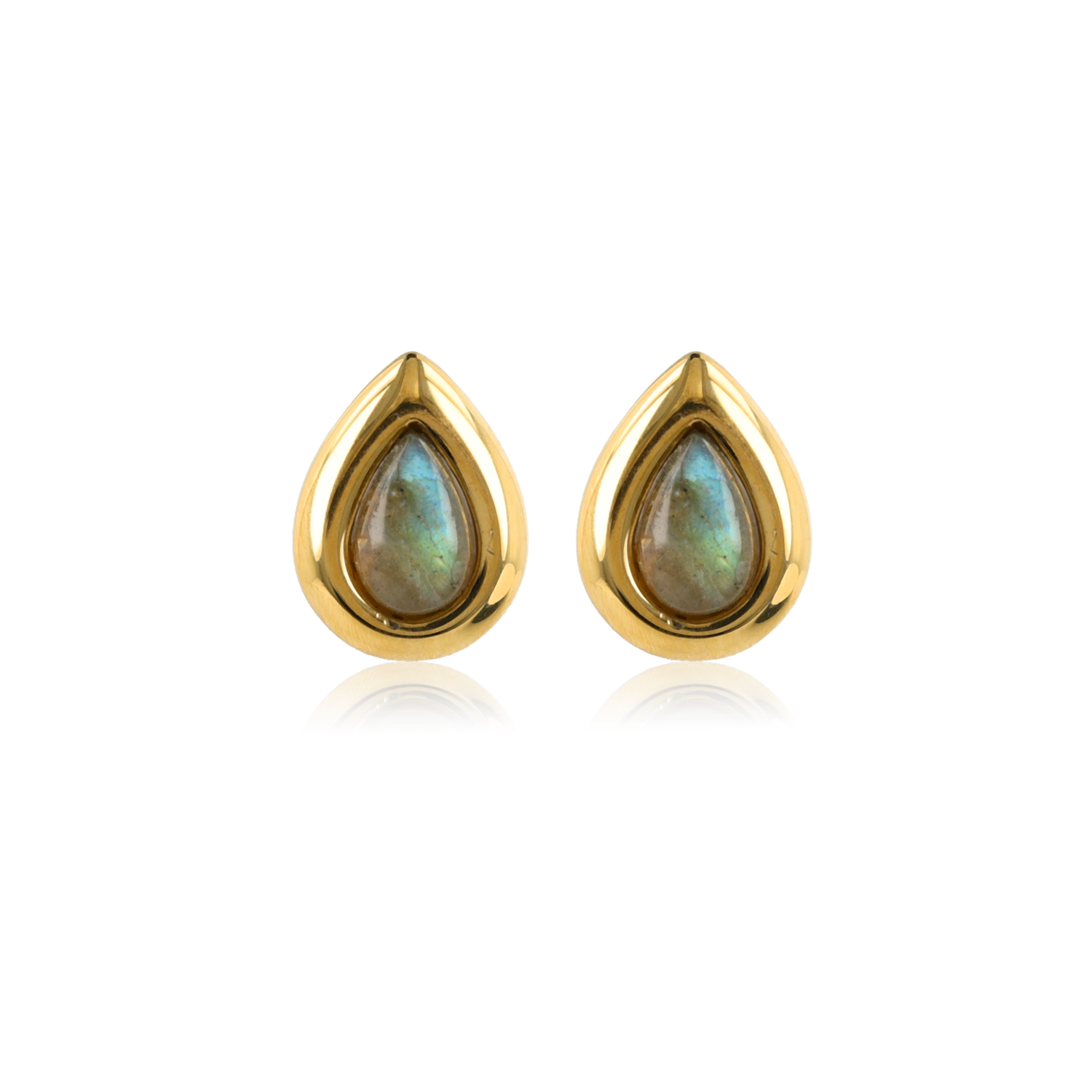 Druppel Studs met Edelsteen - Labradoriet