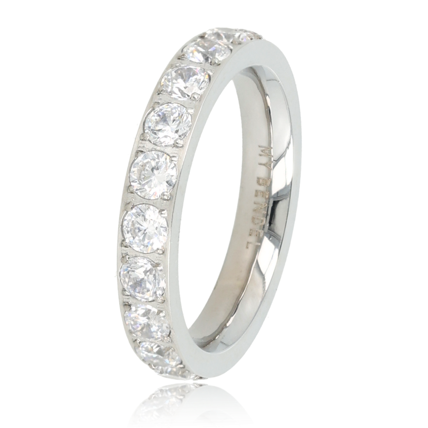 Ring met Zirkonia Steentjes - 3 mm - Zilver, Maat: Maat 16