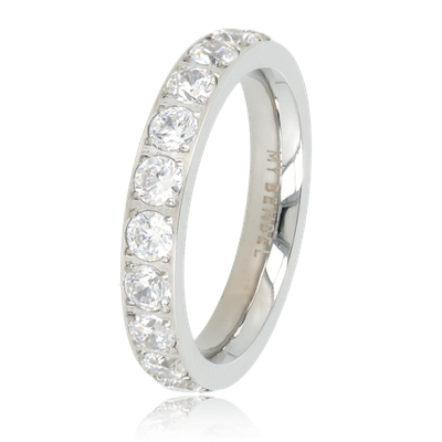 Ring met Zirkonia Steentjes - 3 mm - Zilver