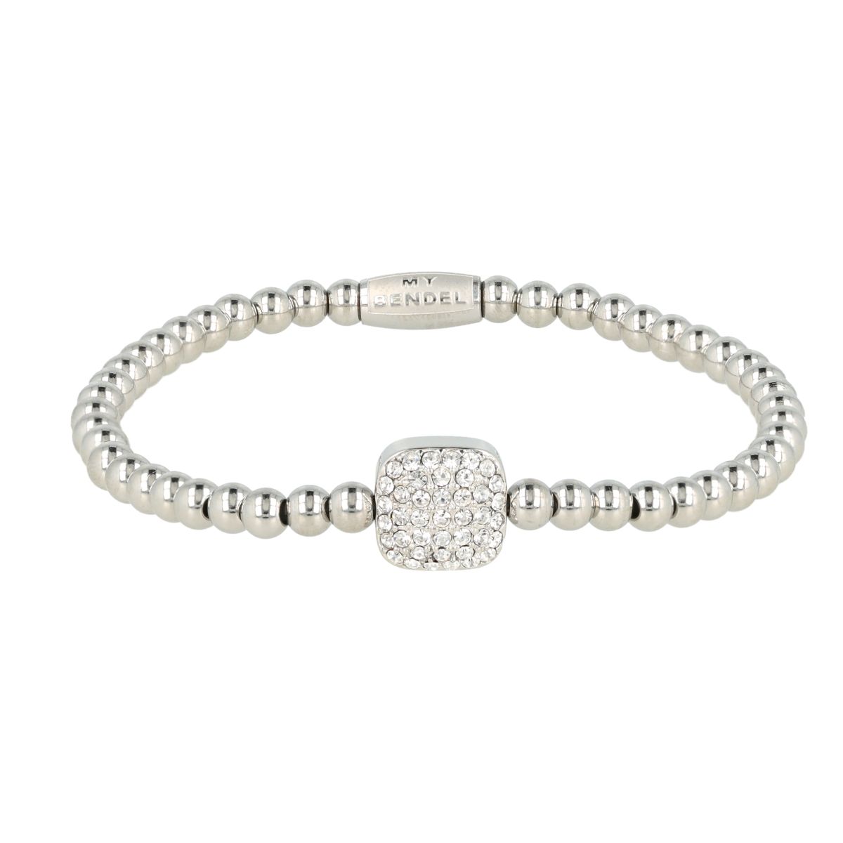 Armband met Vierkante Bedel van Zirkonia Steentjes - Zilver