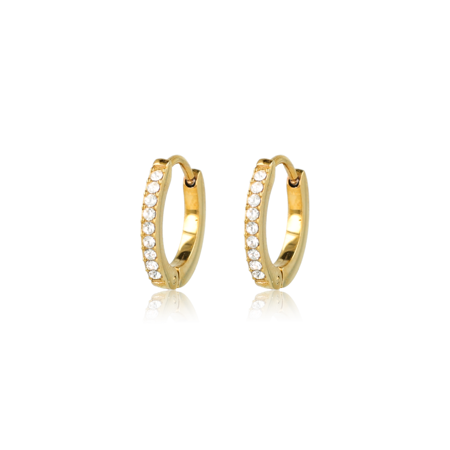 Oorringen met Zirkonia Steentjes - 12 mm - Goud