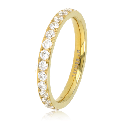 Ring met Zirkonia Steentjes - 2 mm - Goud