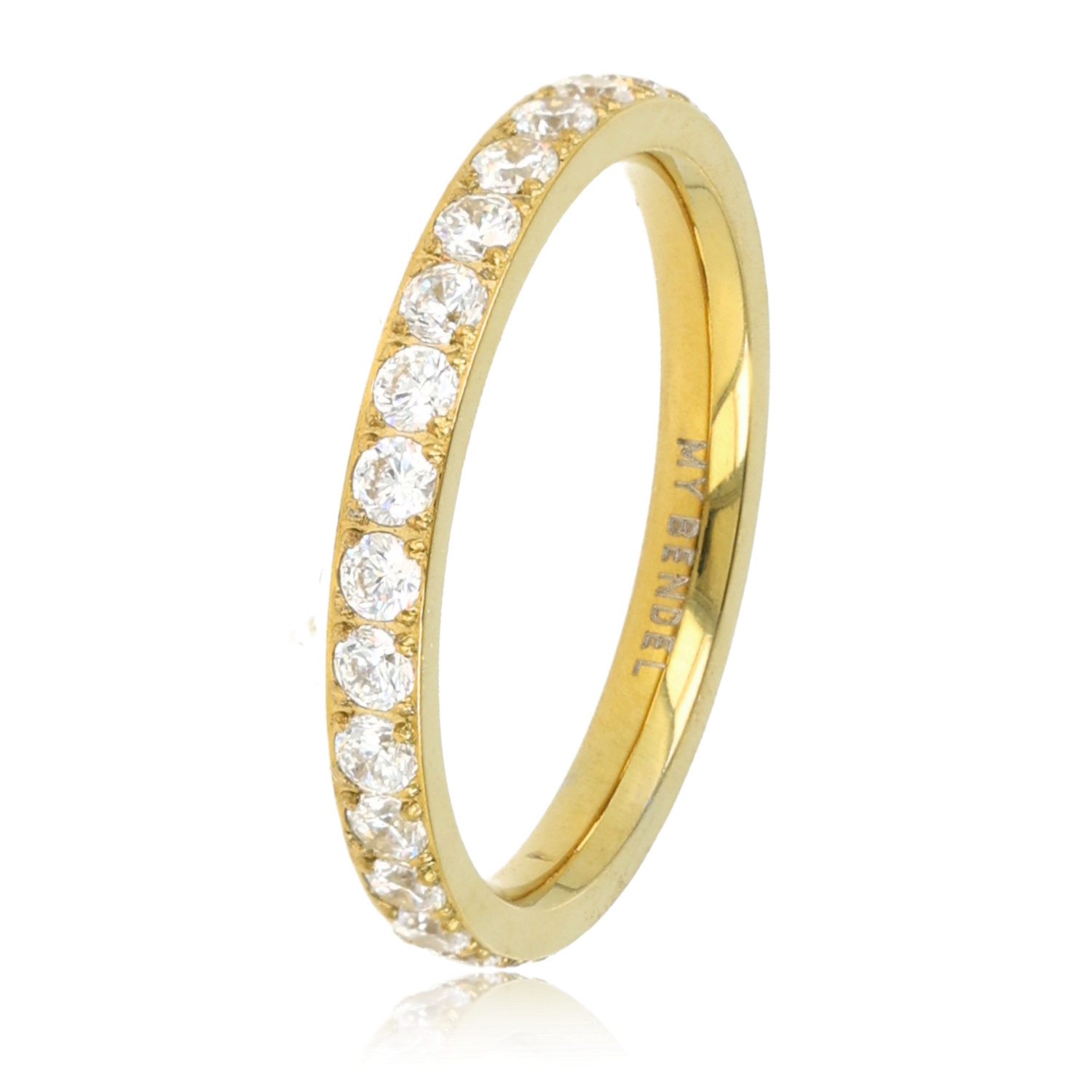 Ring met Zirkonia Steentjes - 2 mm - Goud, Maat: Maat 16
