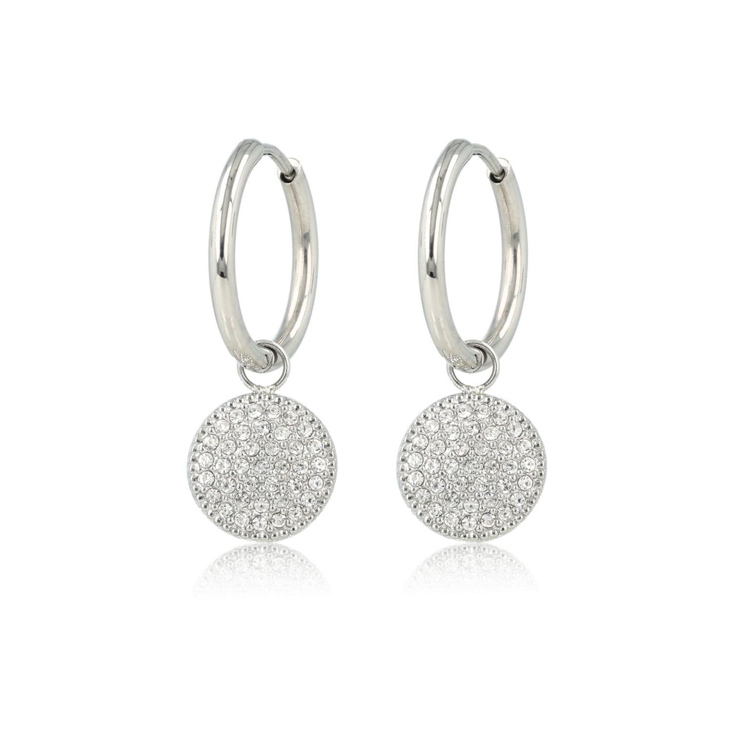 Oorringen met Ronde Hanger van Zirkonia Steentjes - Zilver