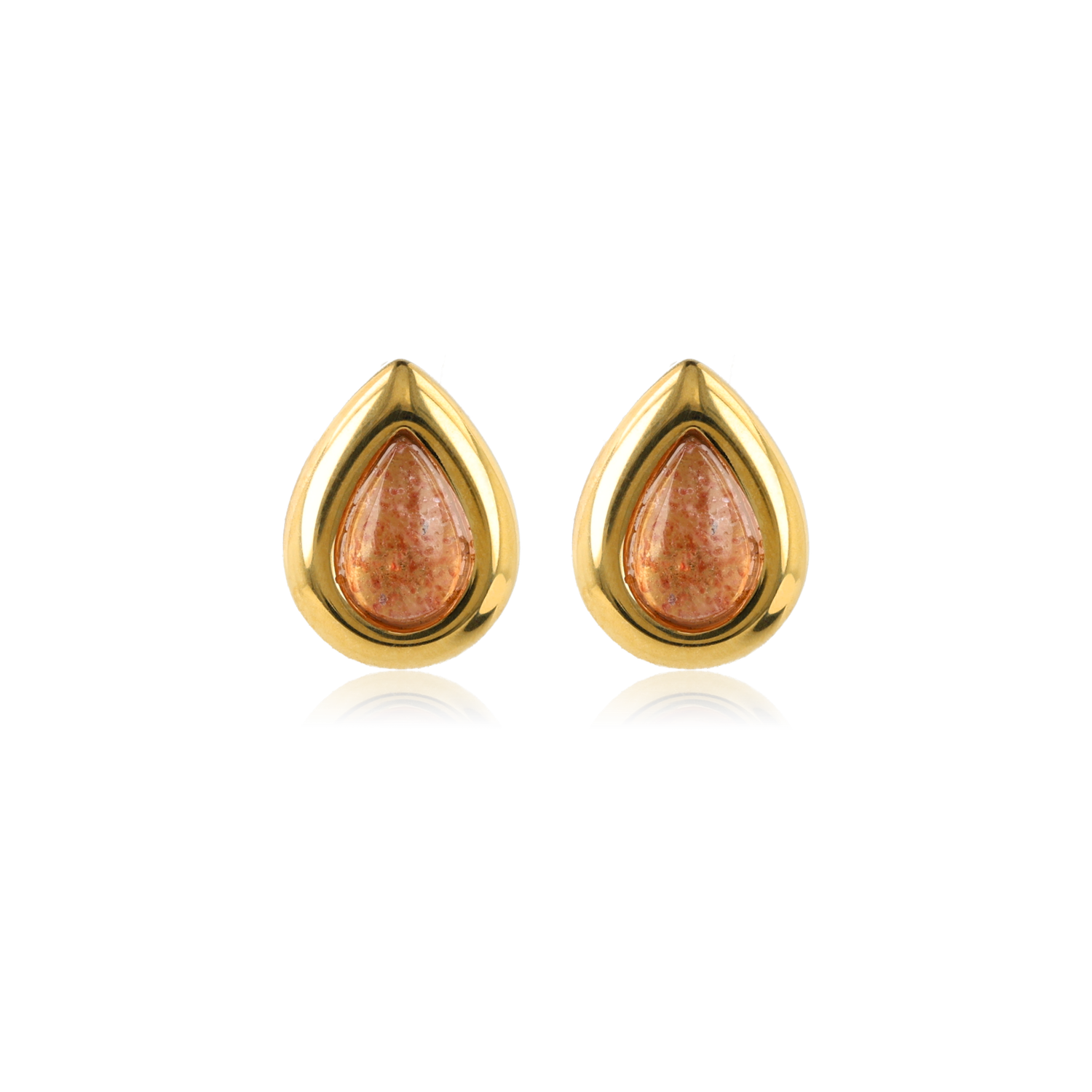 Druppel Studs met Edelsteen - Aardbeienkwarts