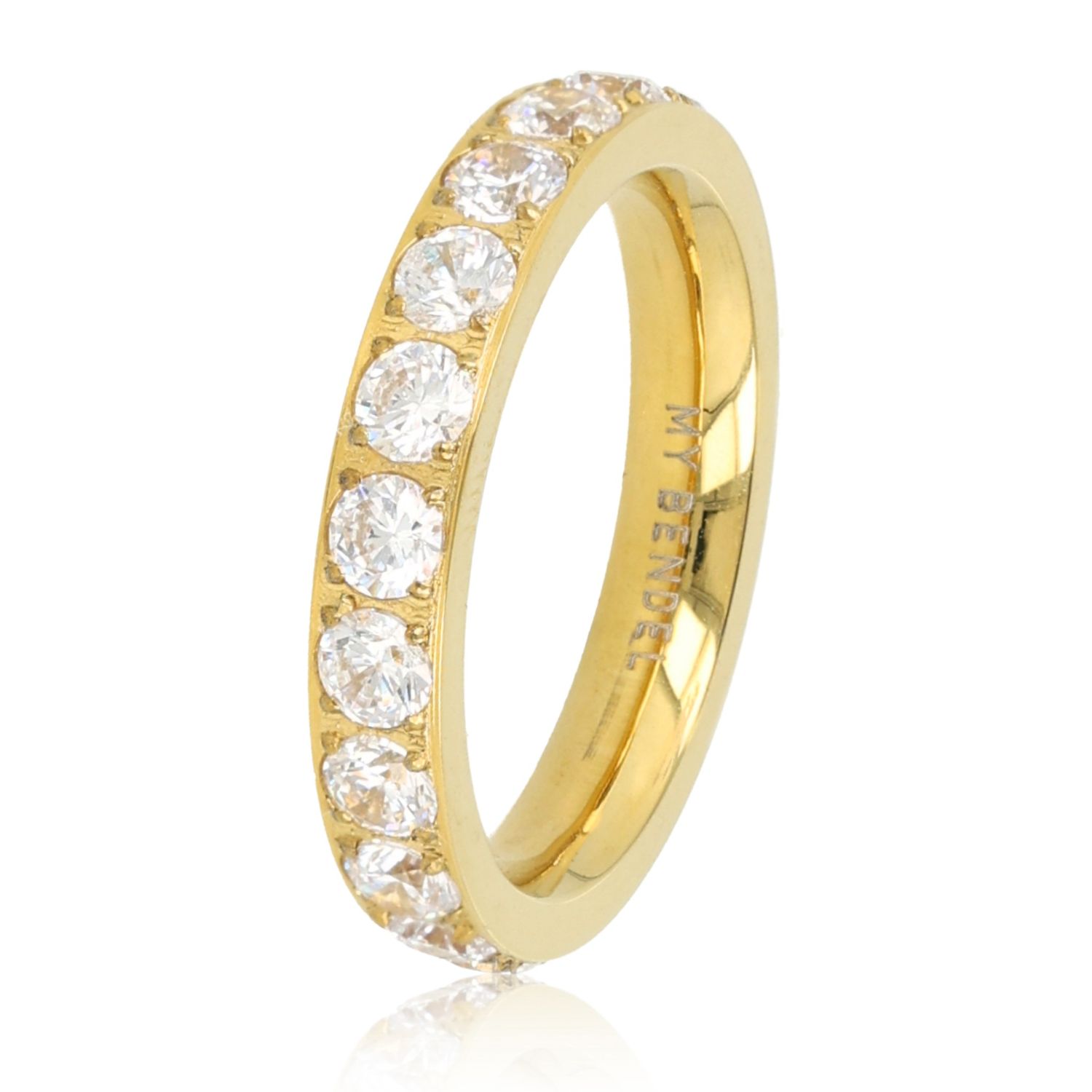 Ring met Zirkonia Steentjes - 3 mm - Goud, Maat: Maat 16
