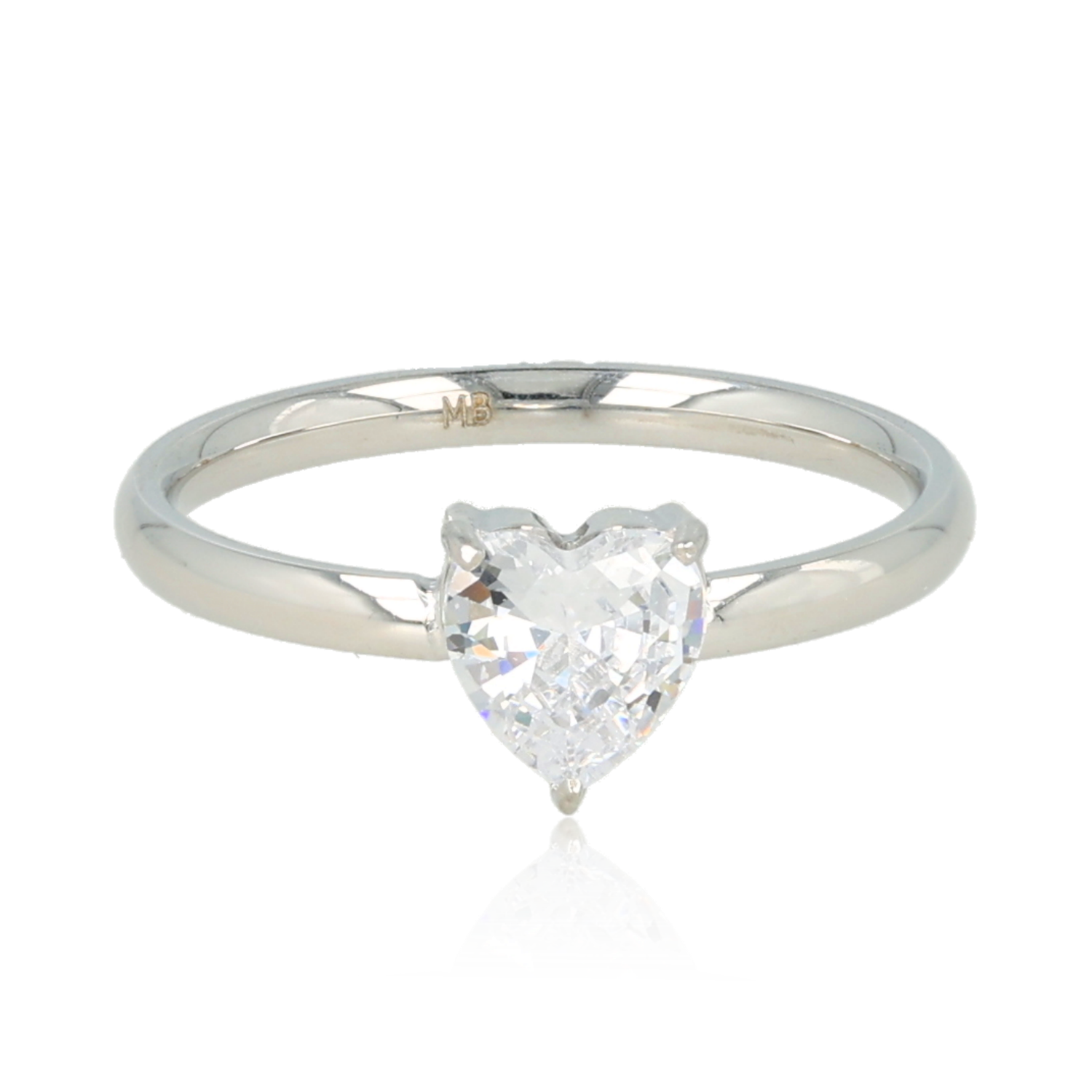 Hartjesring van Zirkonia - Zilver, Maat: Maat 16