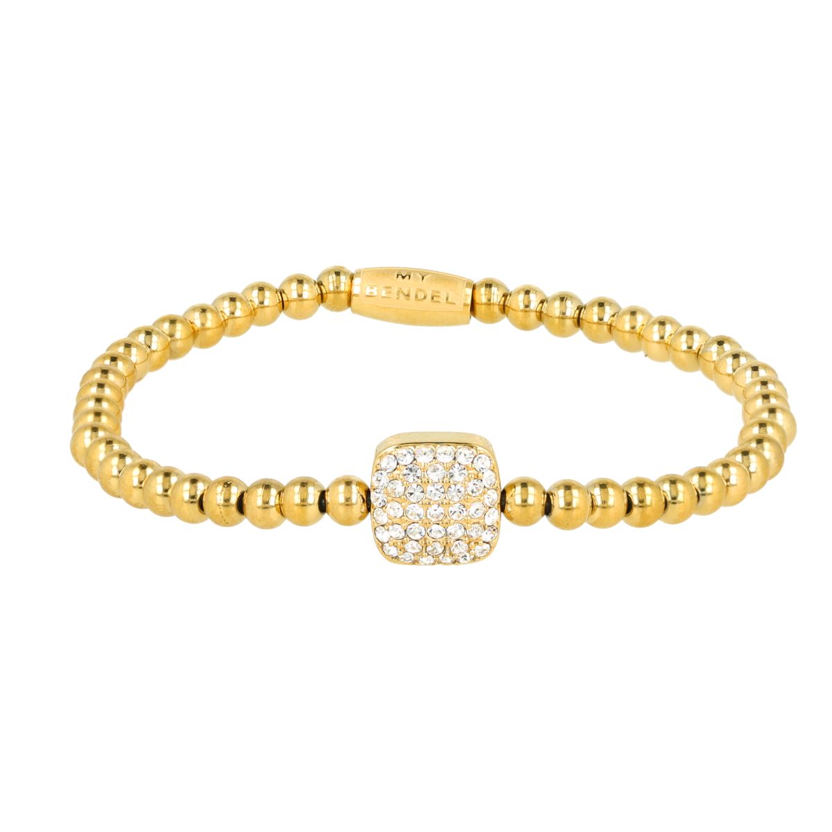 Armband met Vierkante Bedel van Zirkonia Steentjes - Goud