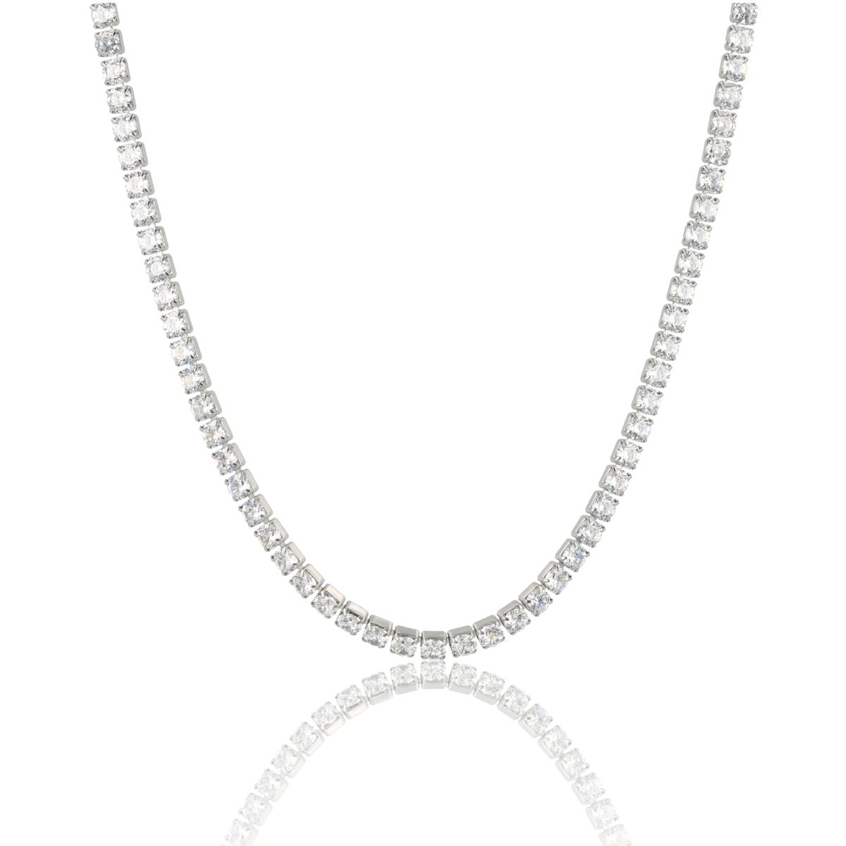 Ketting met Zirkonia Steentjes - Zilver