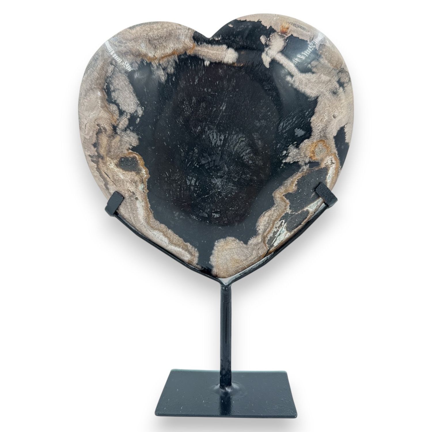 Versteend hout hart op standaard - 660 gram