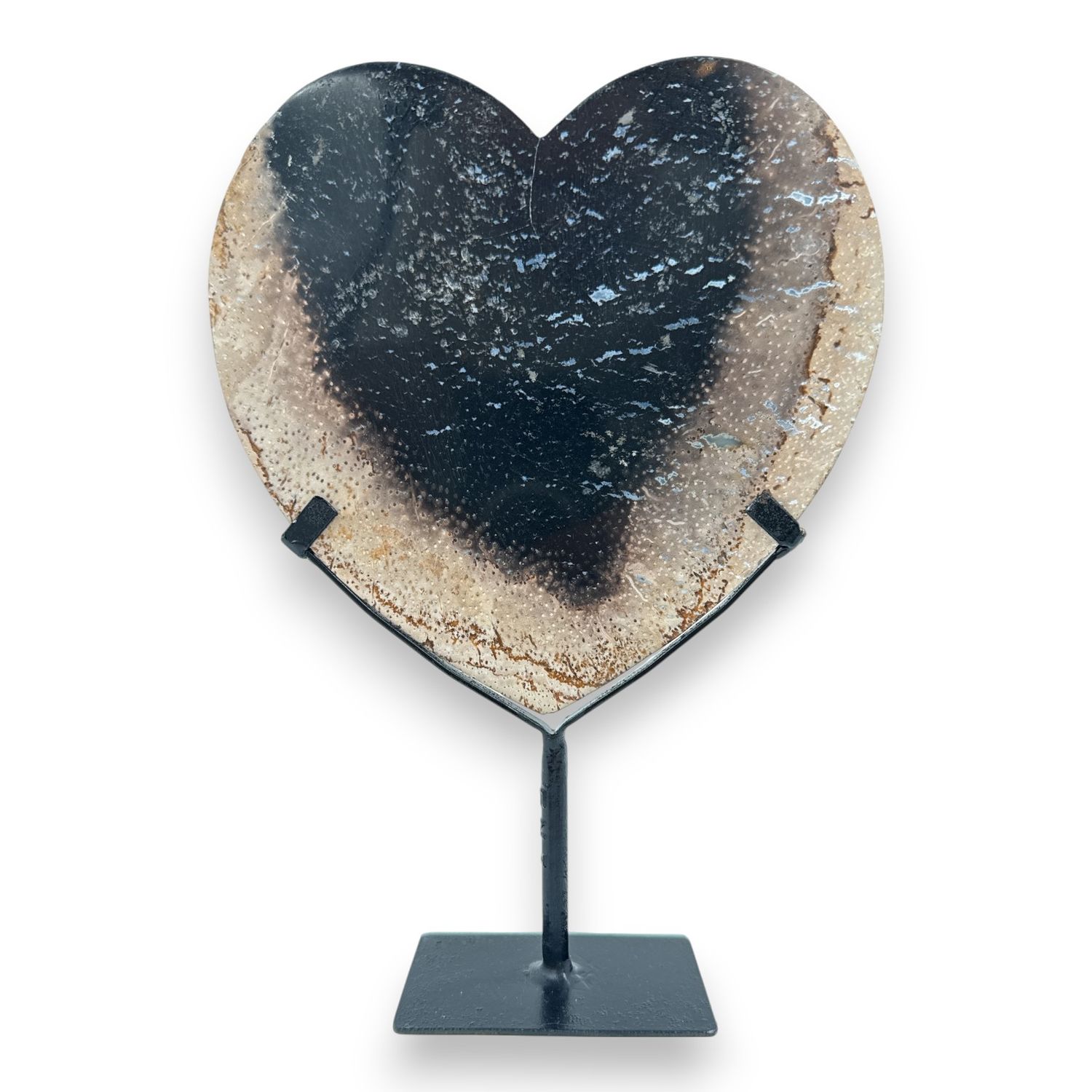 Versteend hout hart op standaard - 712 gram