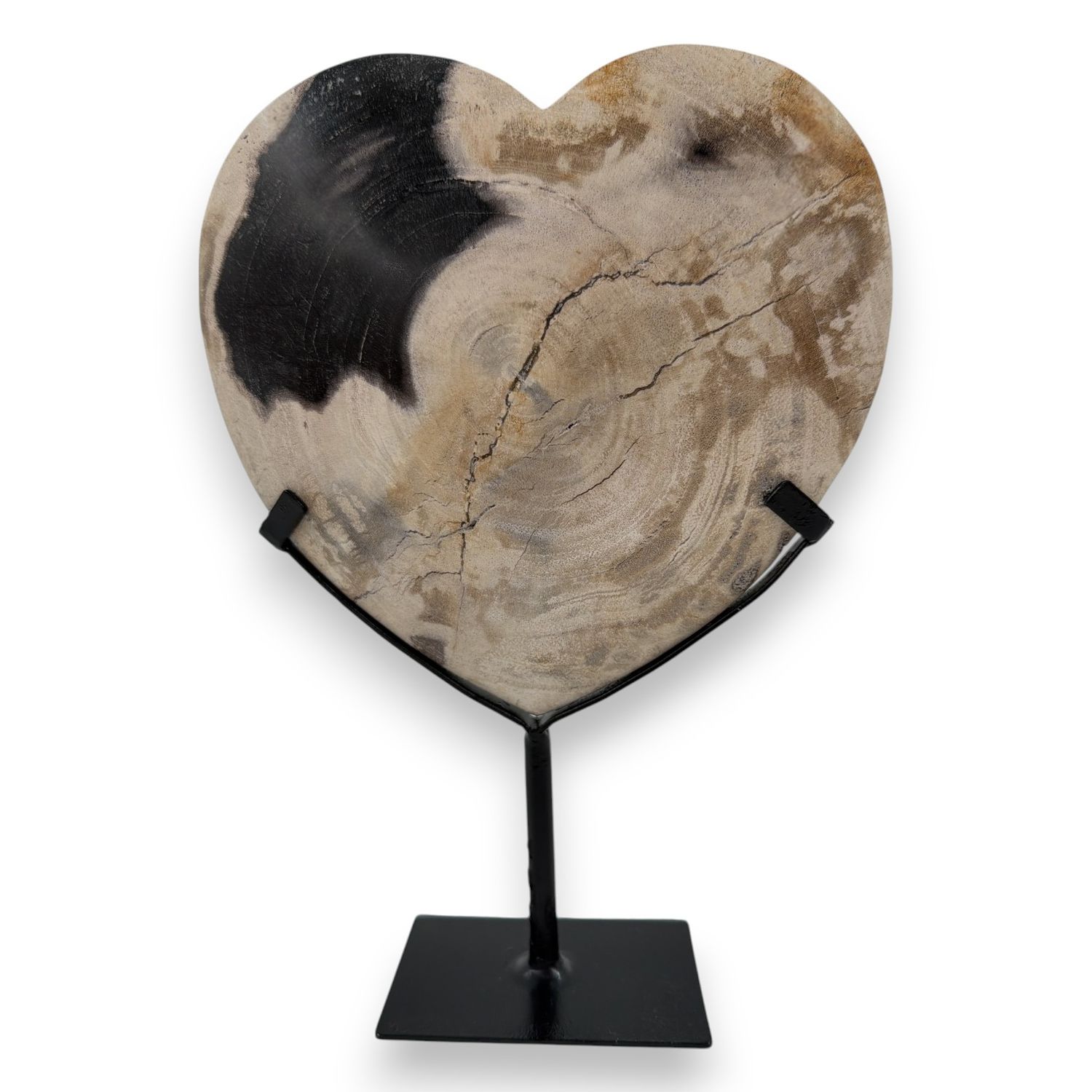 Versteend hout hart op standaard - 678 gram
