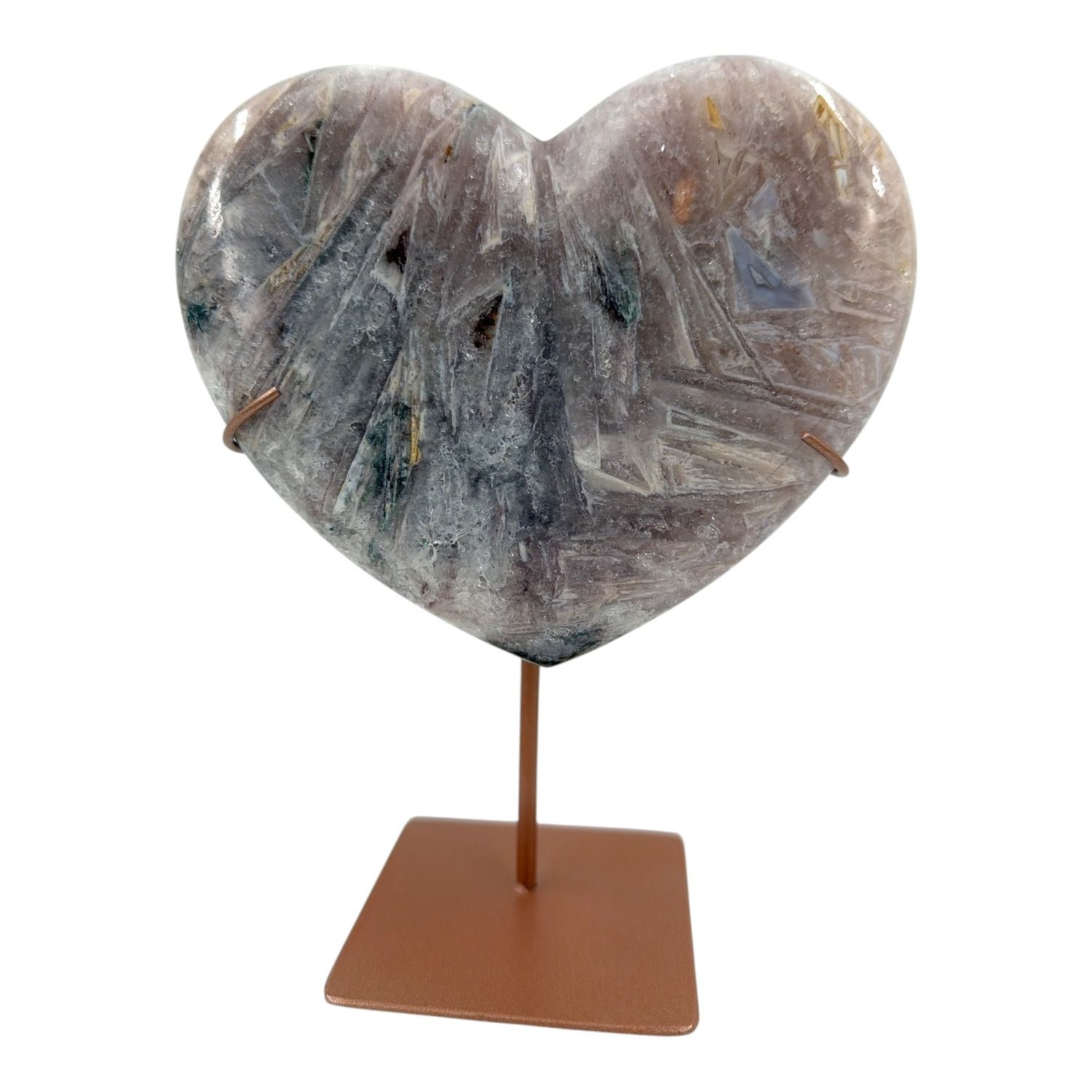 Roze amethist hart op standaard - 1.15kg