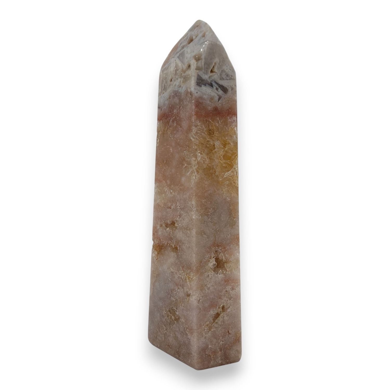 Roze amethist, agaat en golden healer punt - 354 gram