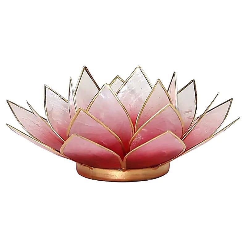 Lotus sfeerlicht rood/roze goudrand - 13.5 cm
