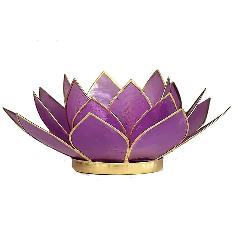 Lotus sfeerlicht lila goudrand - 13.5 cm