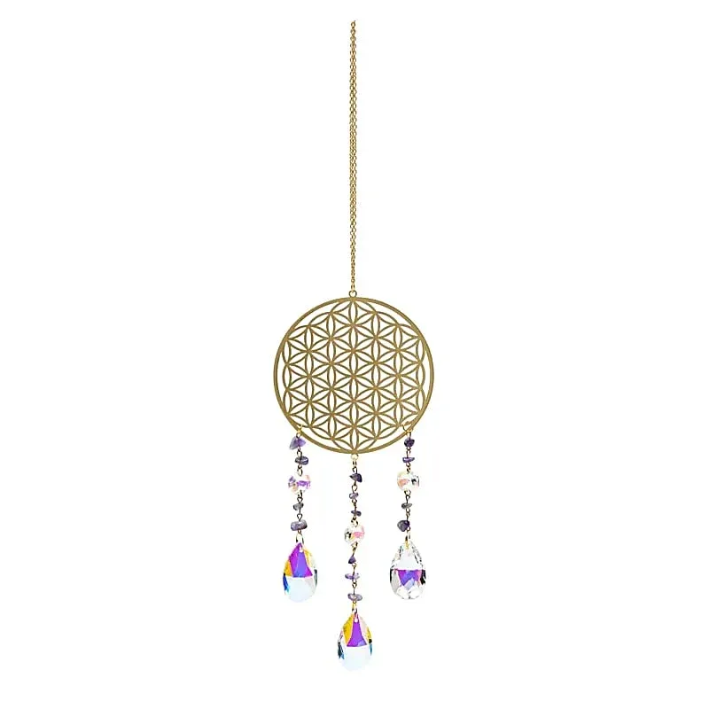 Zonnevanger flower of life met amethist