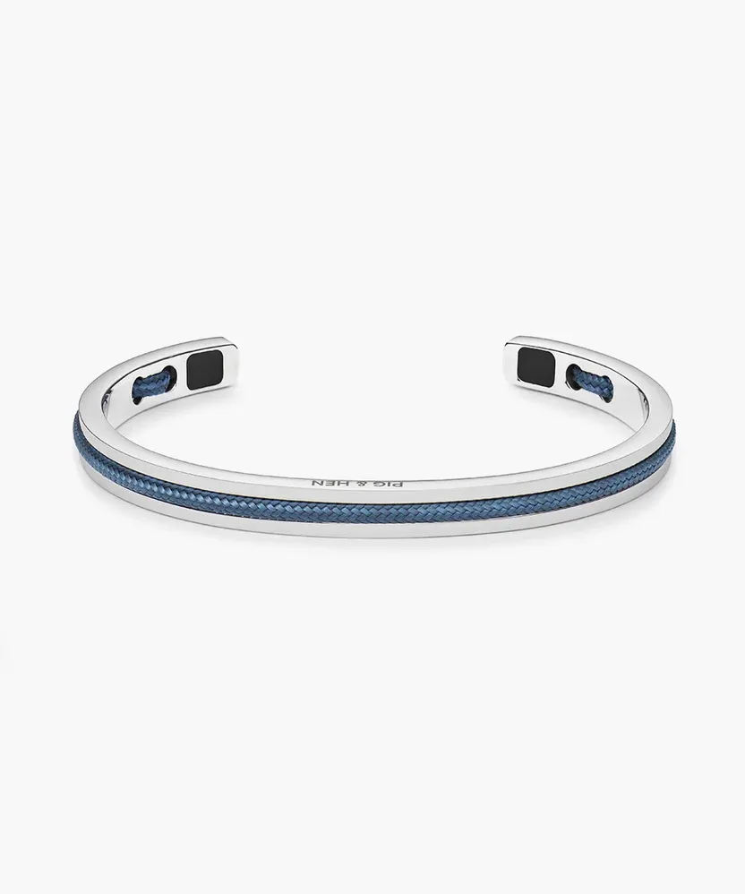 Pig &amp; Hen - Armband - Navarch 6mm Ash Blue | Silver, Maat: Maat S (16cm)