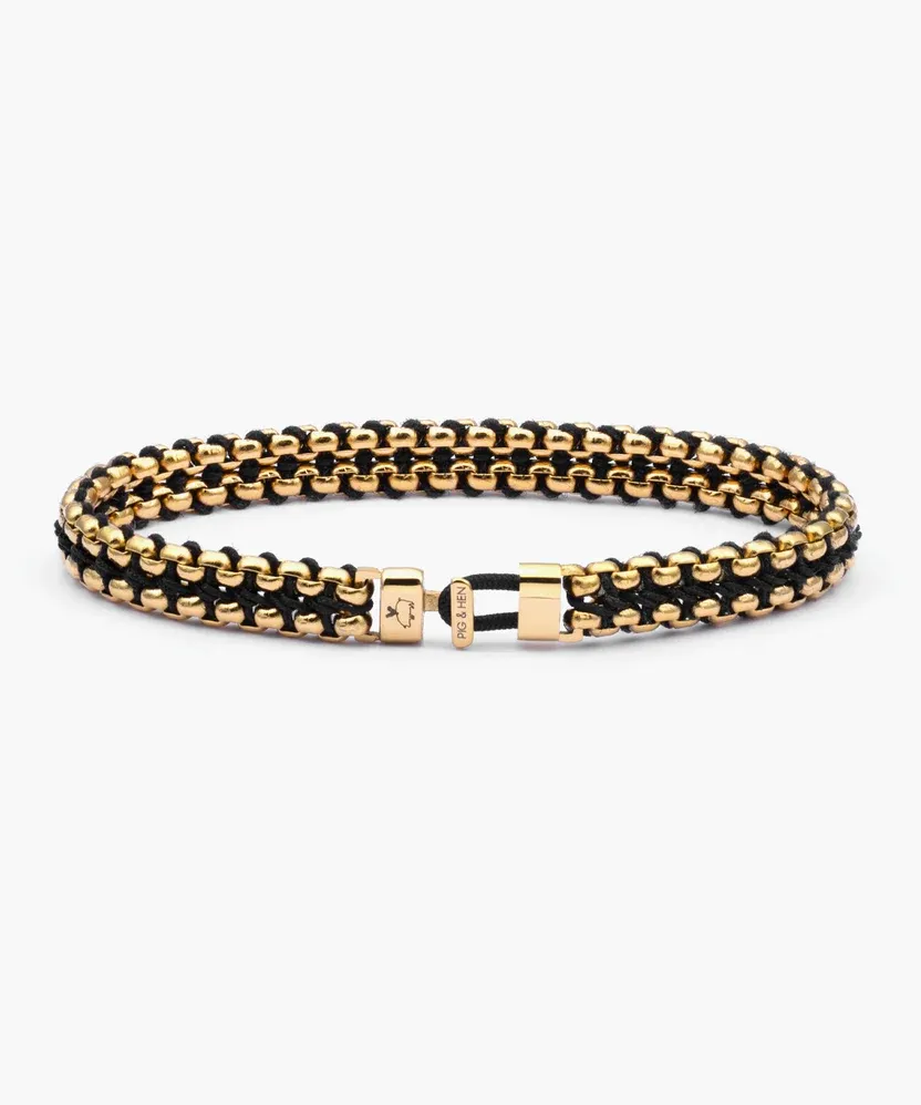 Pig &amp; Hen - Armband - Catena Venetian 7mm Black - | Gold, Maat: Maat S (16cm)