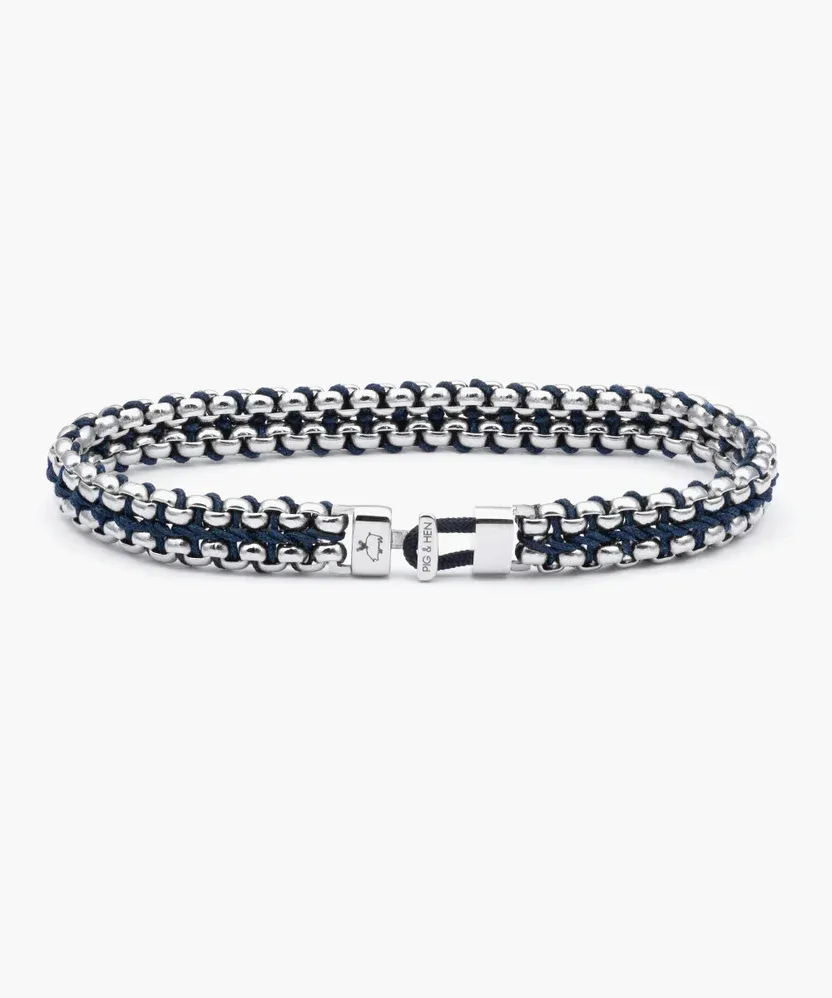 Pig &amp; Hen - Armband - Catena Venetian 7mm Navy | Silver